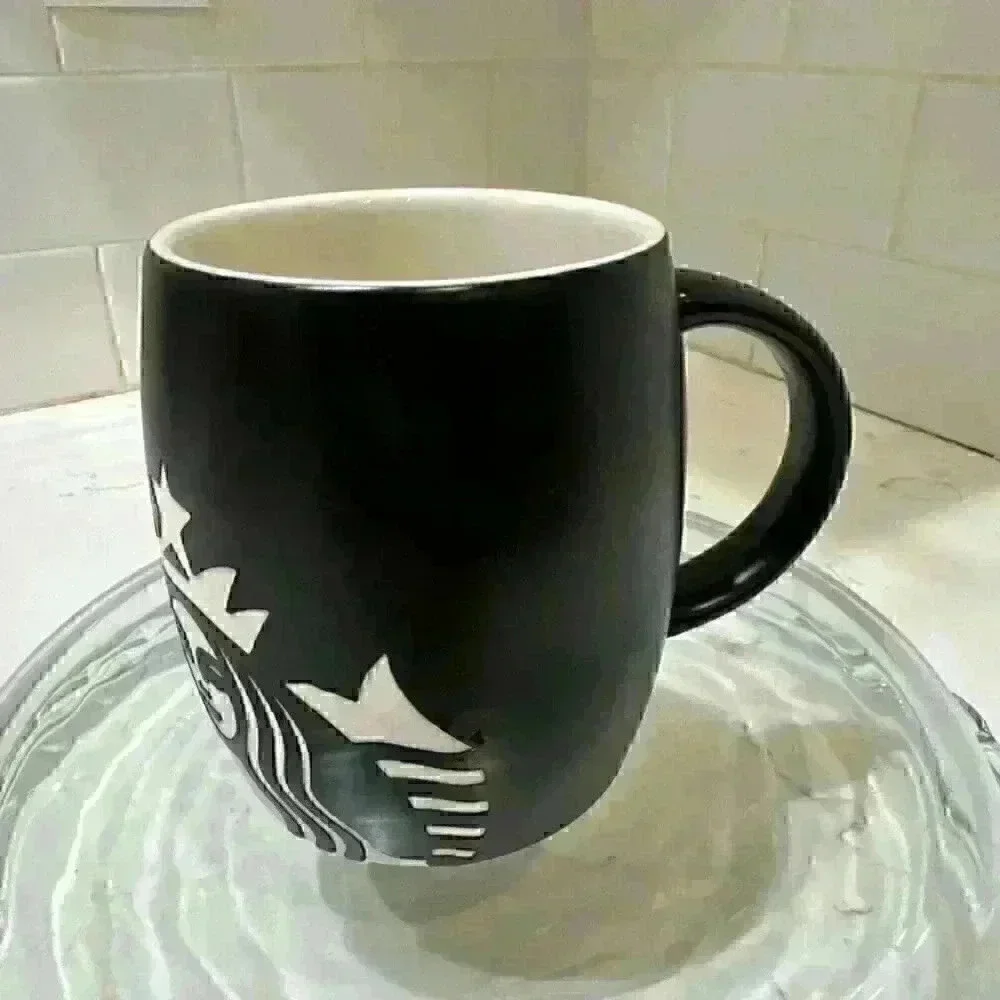 Starbucks Coffee Mug Mermaid Logo Black Ceramic